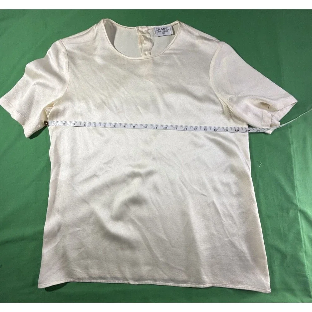 Chanel Cream Silk Scoop Neck Top 100% Silk Base Layer Women’s Size M